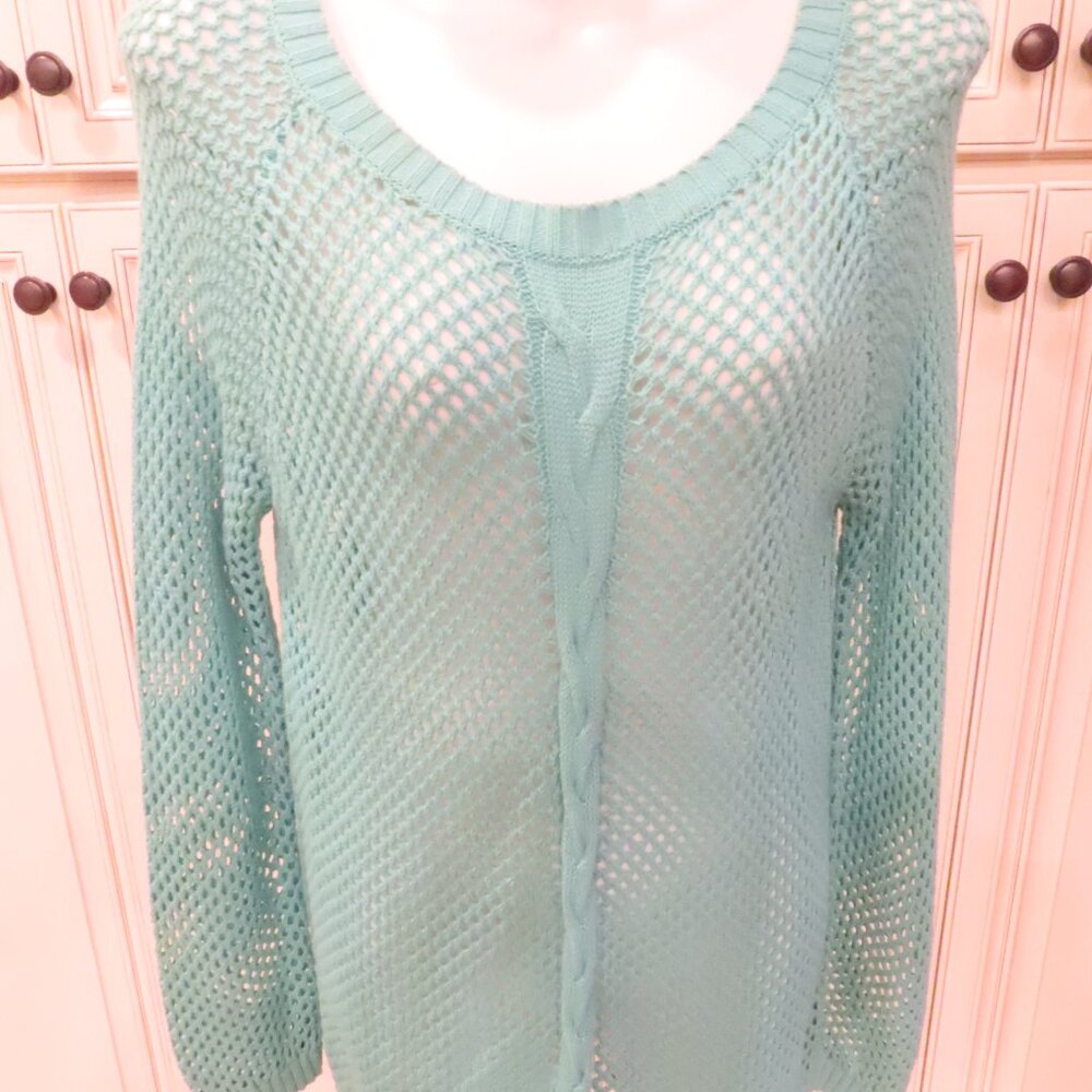 Forever 21 TURQUOISE BLUE Fisherman Net Top size Medium